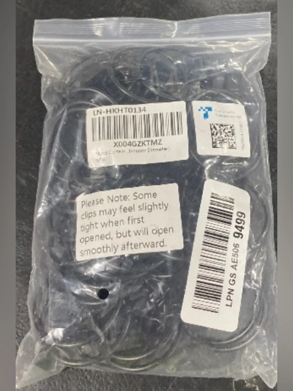 1.5” Metal Curtain Rings with Clips for 1”Tension Rod 44pcs - BLACK MATTE